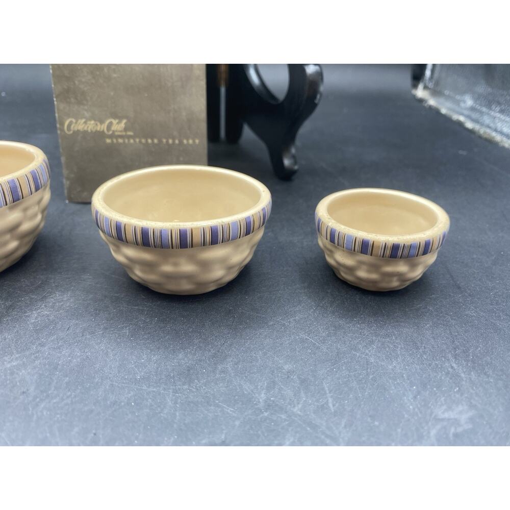 Longaberger Collectors Club Miniature Cabana Stripe Woven Nested Bowl Set NIB￼ - Picture 4 of 16